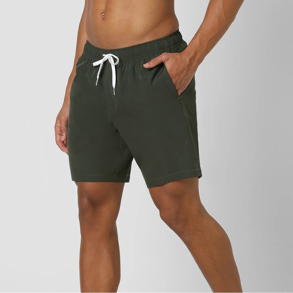Bearbottom Stretch Swim Solid Trunks - Military G… - image 4